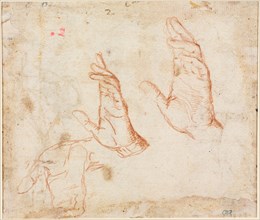Study of Hands (verso), c. 1590. Camillo Procaccini (Italian, 1546-1629). Red chalk; sheet: 16.5 x