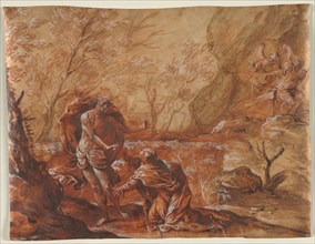 Noli Me Tangere, 1600s. Anonymous. Red chalk, brush and brown chalk wash, brush and brown ink, with