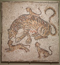 Tigress and Cubs, 300s. Italy, Roman, Eastern Roman Empire, 4th century. Tesserae; overall: 142.9 x