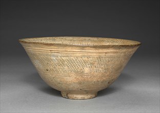 Bowl with Stamped Floral Decoration, 1600s-1700s. Korea, Joseon dynasty (1392-1910). Glazed