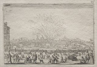 Fireworks on the Arno, c. 1622. Jacques Callot (French, 1592-1635). Etching