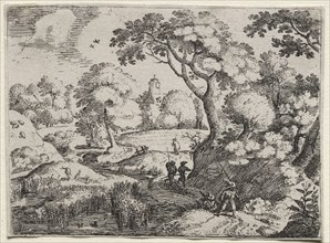 Six Landscapes:  Path Between Swamp and Wooded Bank, c. 1595. Jacob I Savery (Dutch,