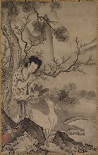 Female Daoist Figure in Landscape, early 1500s. Koboku (Japanese). Hanging scroll; ink on paper;