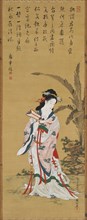 Chinese Beauty, late 1700s-early 1800s. Kubo Shunman (1757-1820). Hanging scroll, ink and color on