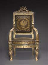 Child's Throne, 1822. Pierre-Marie Balny le Jeune (French, 1832). Carved and gilded wood, leather