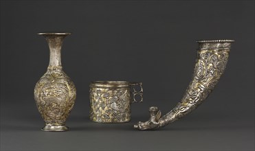 Silver Vessels, c. 700. Central Asia or Tibet, early 8th century. Silver with gilding; overall: 22