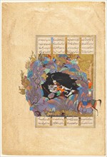 Rustam's seventh course: He kills the White Div, folio 124 from a Shah-nama (Book of Kings) of