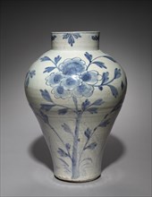 Vase with Bird and Flower Design, 1800s-1900s. Korea, Joseon dynasty (1392-1910). Porcelain with