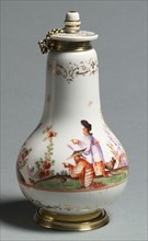 Covered Flask, c. 1720-1723. Meissen Porcelain Factory (German). Porcelain with gilt metal mounts;