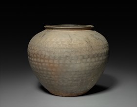 Jar, 25-220. China, Zhejiang province, Eastern Han dynasty (25-220). Stoneware with impressed