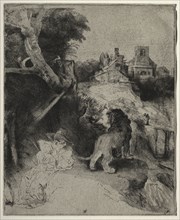 St. Jerome Reading in an Italian Landscape, c. 1653. Rembrandt van Rijn (Dutch, 1606-1669).