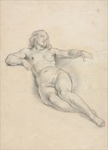 Reclining Female Nude (recto), 19th century. Anonymous. Graphite, with stylus and traces of red