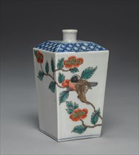 Square Tapered Bottle with Bird and Butterfly Design: Ko Imari Type, late 17th century. Japan, Edo