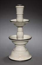 Candlestick, 1600s. China, Ming dynasty (1368-1644). Glazed porcelain with metal rims; overall: 32