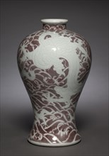 Meiping (Prunus) Vase with Dragons in Waves, 1723-1735. China, Jiangxi province, Jingdezhen kilns,