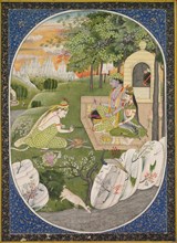 Rama, Sita and Lakshmana in the Forest, page from the Ramayana (Tales of God Rama), c. 1830. India,