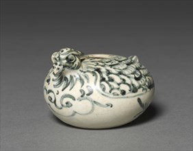 Bird-Shaped Jar, 1400s. Vietnam (Annam), 15th century. Porcelain with underglaze blue; overall: 5.4