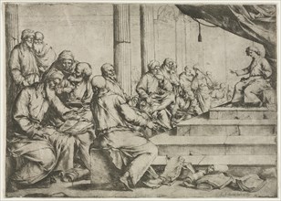 The Young Christ Teaching in the Temple, c. 1653. Luca Giordano (Italian, 1634-1705). Etching