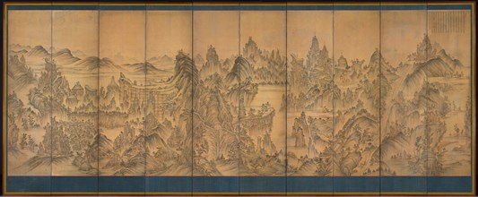 Seven Jeweled Mountain, late 1800s. Korea, Joseon dynasty (1392-1910). Ten-panel screen; ink and