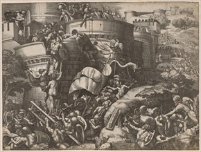 The Seige of Carthage, 1539. Georg Pencz (German, c. 1500-1550), after Giulio Romano (Italian,