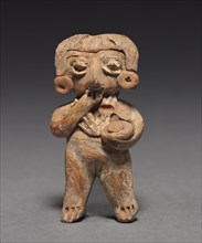 Female Figurine with Bowl, c. 400-100 BC. Mexico, Guanajuato, Chupícuaro. Earthenware with pigment;