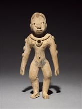 Female Figurine, 300-600. Mexico, Veracruz, Huastec, Panuco Style. Pottery with black pigment;