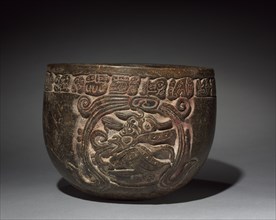 Carved Vessel, c. 600-1000. Mexico, Campeche, Maya, Chocholá Style. Earthenware; overall: 12.1 x 16