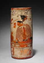 Painted Vase with Ruler and Scribe, 600-900. Guatemala, Northern Peten or Mexico, Southern