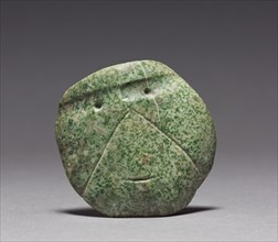 Head Pendant, 100 BC - 300. Mexico, Guerrero, Mezcala. Polished green stone; overall: 6.5 x 6.6 x 2