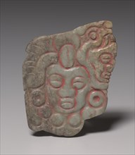 Offering Group: Plaque with Frontal and Profile Faces, 800-1200(?). Mexico, Guerrero(?), San