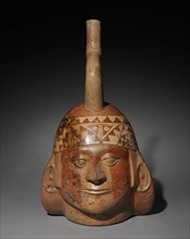 Portrait Head  Vessel, c. 200-550. Peru, North Coast, Moche style (50-800). Earthenware with