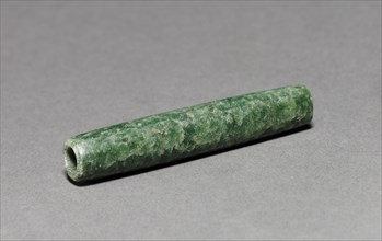 Tubular Bead, before 1519. Mesoamerica, Pre-Columbian. Polished green jade; diameter: 1.4 cm (9/16