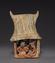 House Model, 100 BC - 300. Mexico, Nayarit. Pottery with colored slips; overall: 19 x 13 x 9.5 cm
