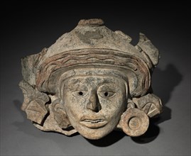 Urn Figure Head Fragment, c. 200-500. Mexico, Oaxaca, Zapotec. Earthenware; overall: 17.2 x 22.5 x