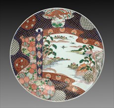Plate (Imari ware?), 1800s. Japan, 19th century. Overglaze enameled porcelain; diameter: 48.3 cm