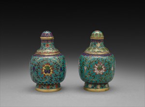 Pair of Snuff Bottles with Floral Scrolls, 1736-1795. China, Qing dynasty (1644-1912), Qianlong