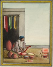 Man Dyeing Cloth, early 1830's. India, Company School, Lucknow, 19th century. Ink and color on
