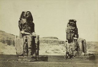 The Colossi of Memnon, Thebes, c. 1860s. Antonio Beato (British, c. 1825-1903). Albumen print from