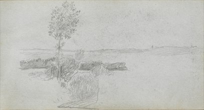 Sketchbook, page 28: Landscape Study. Ernest Meissonier (French, 1815-1891). Graphite