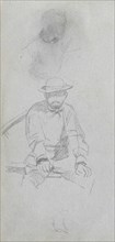 Sketchbook, page 30: Seated male Figure and Figure in Profile. Ernest Meissonier (French,
