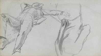 Sketchbook, page 58: Reclining Figure and Figure from behind. Ernest Meissonier (French, 1815-1891)