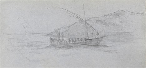 Sketchbook, page 88: Seascape and Figure. Ernest Meissonier (French, 1815-1891). Graphite;