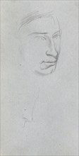 Sketchbook, page 61: Face, 3/4 view profile. Ernest Meissonier (French, 1815-1891). Graphite