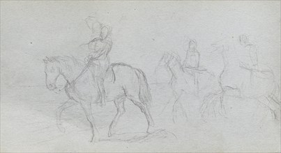 Sketchbook, page 91: Figures on Horseback. Ernest Meissonier (French, 1815-1891). Graphite;