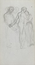 Sketchbook, page 10: Figures Embracing. Ernest Meissonier (French, 1815-1891). Graphite;