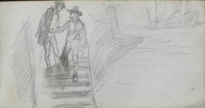 Sketchbook, page 64: Figures on a Stairway. Ernest Meissonier (French, 1815-1891). Graphite;