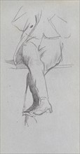 Sketchbook, page 37: Figure Study, crossed legs. Ernest Meissonier (French, 1815-1891). Graphite;