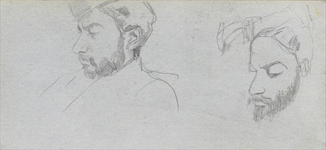 Sketchbook, page 65: Study of Faces in Profile. Ernest Meissonier (French, 1815-1891). Graphite;