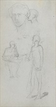Sketchbook, page 12: Multiple Figures. Ernest Meissonier (French, 1815-1891). Graphite