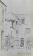 Sketchbook, page 39: Street Scene. Ernest Meissonier (French, 1815-1891). Graphite